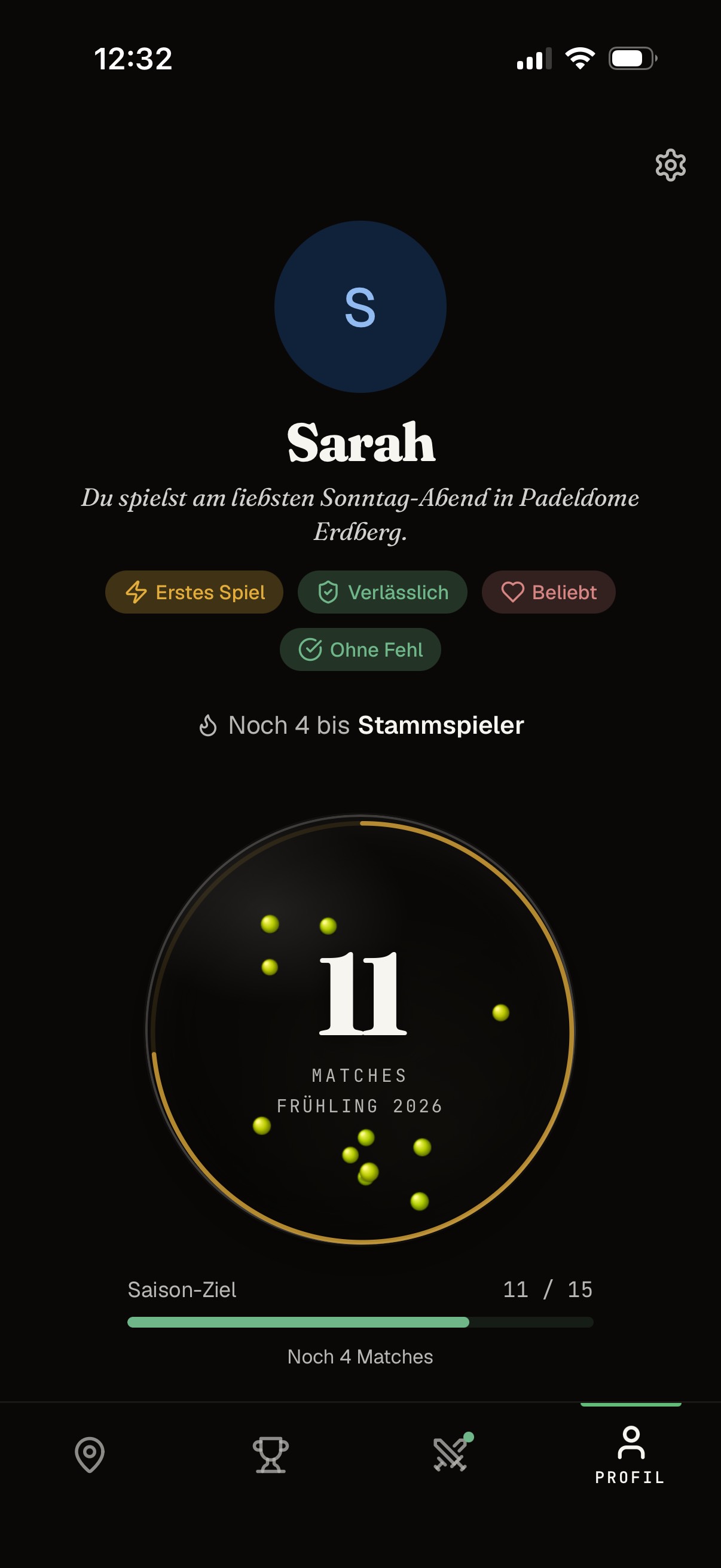 Spielerprofil mit Saison-Orb &mdash; 11 Matches, Beliebt, Verl&auml;sslich, Stammspieler-Fortschritt